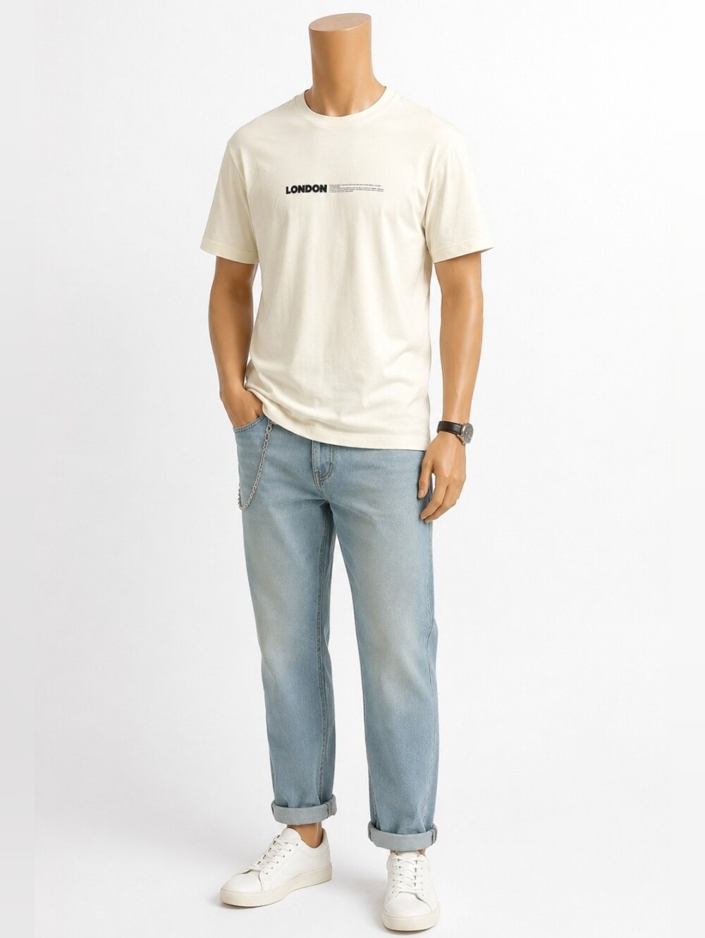 Zara Man London Minimalist Graphic Oversized T-Shirt Off-White Large NWOT